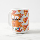 Cartoon Mustache Cat Señor Gato Pizza Lovers Large Koffiemok (Voorkant links)