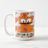 Cartoon Mustache Cat Señor Gato Pizza Lovers Large Koffiemok (Links)