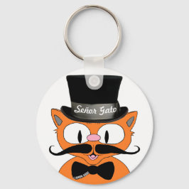 Cartoon Mustache Cat Senor Gato Sleutelhanger