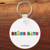Cartoon Mustache Cat Senor Gato Sleutelhanger (Achterkant)