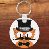 Cartoon Mustache Cat Senor Gato Sleutelhanger (Voorkant)