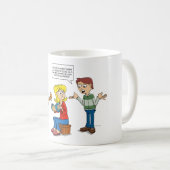 Cartoon; muziek maken en noten allergie koffiemok (Voorkant rechts)