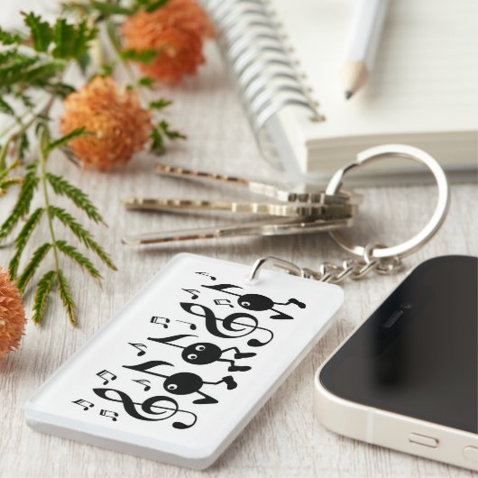 Cartoon Muzieknoten Sleutelhanger (Voorkant Rechts)