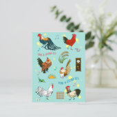 Cartoon naadloze roosters briefkaart (Staand voorkant)