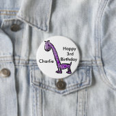 Cartoon (naam) dinosaur paars ronde button 7,6 cm (In situ)