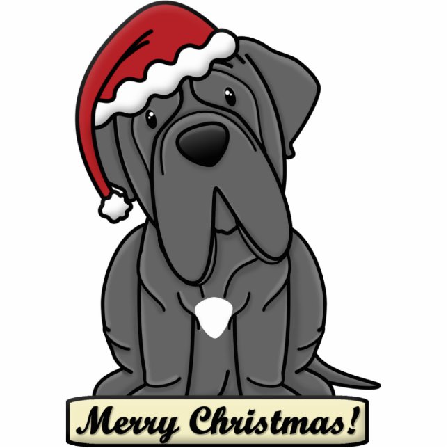 Cartoon Neapolitan Mastiff kerstversiering Fotobeeldje Ornament (Voorkant)