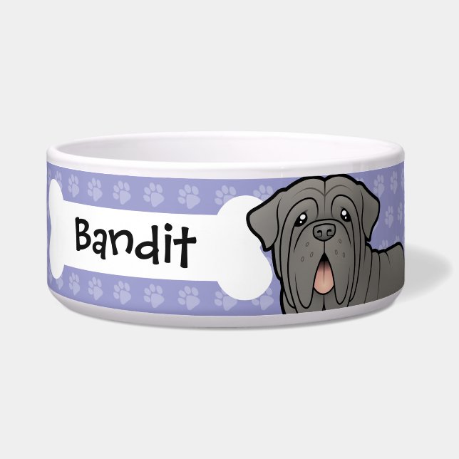 Cartoon Neapolitan Mastiff Voerbakje (Voorkant)