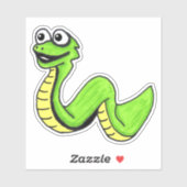 Cartoon Neon Groene slangengroot wit oog Sticker (Vel)