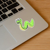 Cartoon Neon Groene slangengroot wit oog Sticker