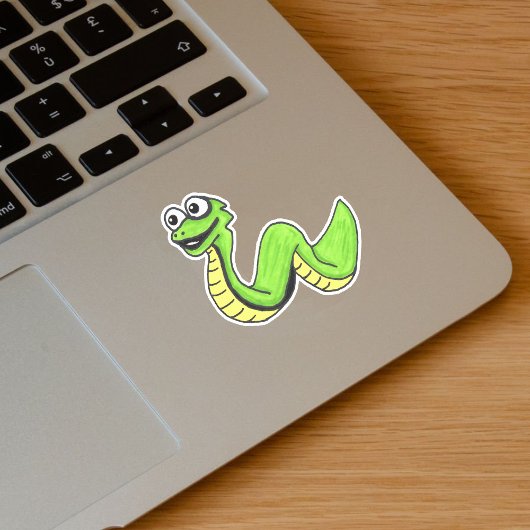 Cartoon Neon Groene slangengroot wit oog Sticker