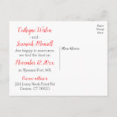 Cartoon net getrouwd bruid & bruidegom bruiloft aankondigingskaart (Achterkant)