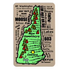 Cartoon New Hampshire State Word Map Magneet