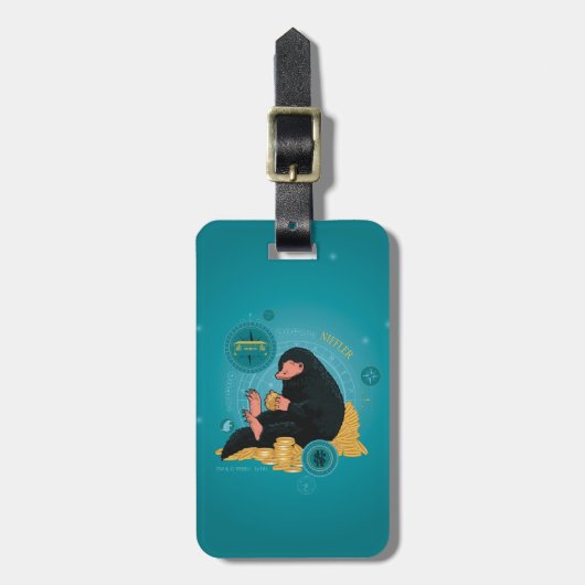 Cartoon NIFFLER™ met gouden munten Bagagelabel (Voorkant verticaal)