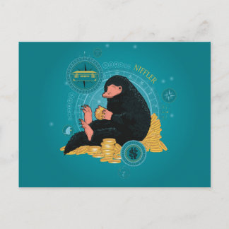Cartoon NIFFLER™ met gouden munten Briefkaart