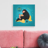 Cartoon NIFFLER™ met gouden munten Canvas Afdruk (Insitu (Woonkamer))