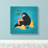 Cartoon NIFFLER™ met gouden munten Canvas Afdruk (Insitu (Houten vloer))