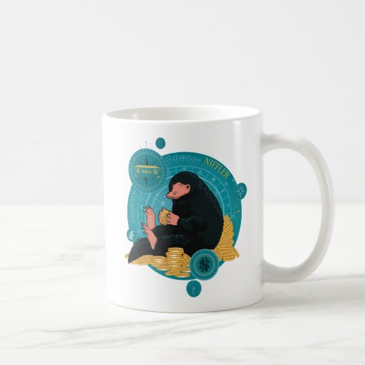 Cartoon NIFFLER™ met gouden munten Koffiemok (Rechts)