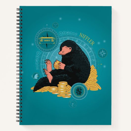Cartoon NIFFLER™ met gouden munten Notitieboek (Voorkant)