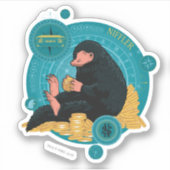 Cartoon NIFFLER™ met gouden munten Sticker (Voorkant)