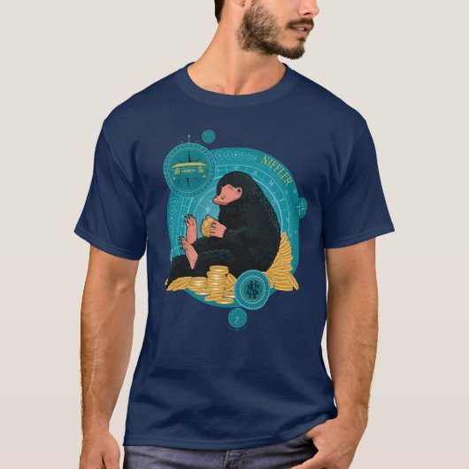 Cartoon NIFFLER™ met gouden munten T-shirt (Voorkant)