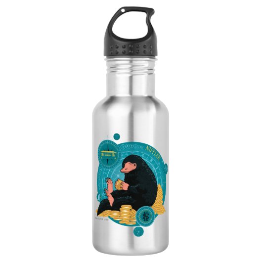 Cartoon NIFFLER™ met gouden munten Waterfles (Voorkant)