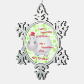 Cartoon nijlpaard Kerst (Xmas) Tin Sneeuwvlok Ornament (Rechts)