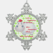 Cartoon nijlpaard Kerst (Xmas) Tin Sneeuwvlok Ornament (Voorkant)