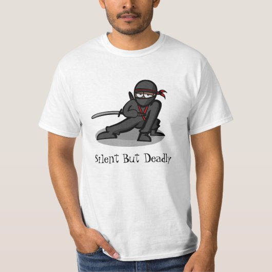 Cartoon Ninja "Silent but Deadly" T-shirt (Voorkant)