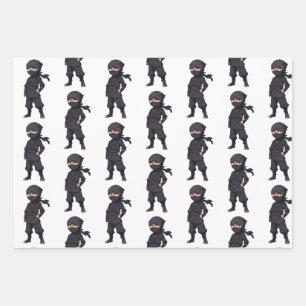 Cartoon Ninja Warrior Boys Verjaardagsfeest Inpakpapier Vel