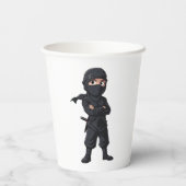Cartoon Ninja Warrior Boys Verjaardagsfeest Papieren Bekers (Achterkant)