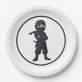 Cartoon Ninja Warrior Boys Verjaardagsfeest Papieren Bordje (Voorkant)