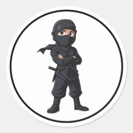 Cartoon Ninja Warrior Boys Verjaardagsfeest Ronde Sticker