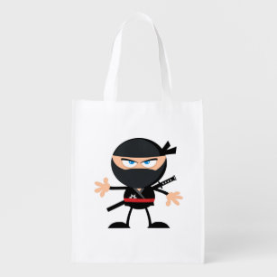 Cartoon Ninja Warrior Herbruikbare Boodschappentas