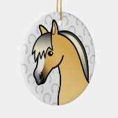 Cartoon Noors Fjord Horse Head Keramisch Ornament (Rechts)