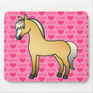Cartoon Noorse Fjord Horse Love Text Muismat