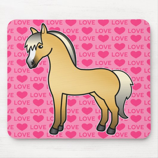 Cartoon Noorse Fjord Paard Liefde Tekst Muismat (Voorkant)
