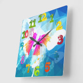 Cartoon Numbers Summer Etheral Butterfly Beauty Vierkante Klok (Hoek)