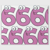 Cartoon nummer 6 leuke Paarse glimlachende zes Cadeaupapier (Vlak)