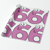 Cartoon nummer 6 leuke Paarse glimlachende zes Cadeaupapier (Uitgerold)
