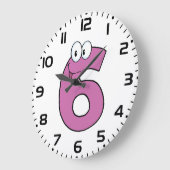 Cartoon nummer 6 leuke Paarse glimlachende zes Grote Klok (Hoek)