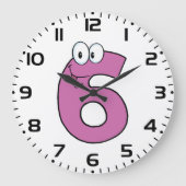 Cartoon nummer 6 leuke Paarse glimlachende zes Grote Klok (Voorkant)