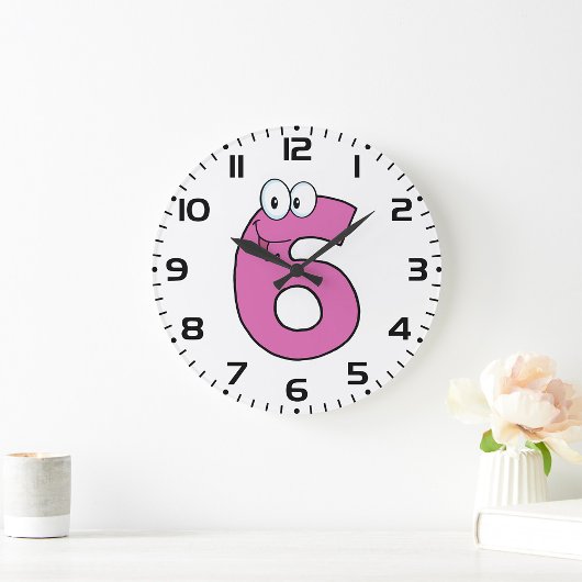 Cartoon nummer 6 leuke Paarse glimlachende zes Grote Klok