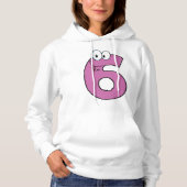 Cartoon nummer 6 leuke Paarse glimlachende zes Hoodie (Voorkant)