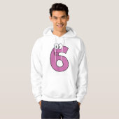 Cartoon nummer 6 leuke Paarse glimlachende zes Hoodie (Voorkant volledig)