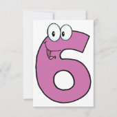 Cartoon nummer 6 leuke Paarse glimlachende zes Kaart (Voorkant)