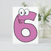 Cartoon nummer 6 leuke Paarse glimlachende zes Kaart (Staand voorkant)