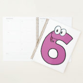 Cartoon nummer 6 leuke Paarse glimlachende zes Planner (Display)