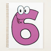 Cartoon nummer 6 leuke Paarse glimlachende zes Planner (Voorkant)