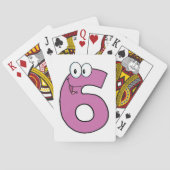Cartoon nummer 6 leuke Paarse glimlachende zes Pokerkaarten (Achterkant)