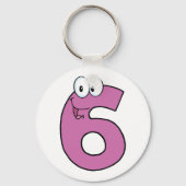 Cartoon nummer 6 leuke Paarse glimlachende zes Sleutelhanger (Achterkant)